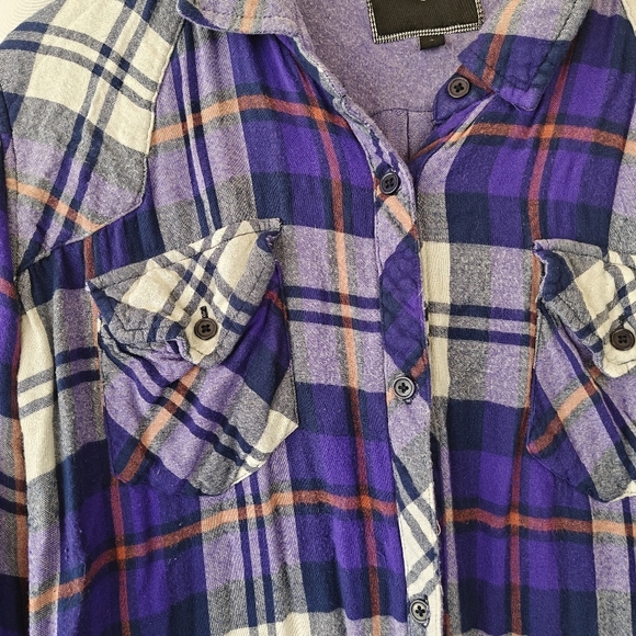 Rails Purple Red Plaid Button Up Long Sleeve Shirt Size LG women's - Picture 3 of 8